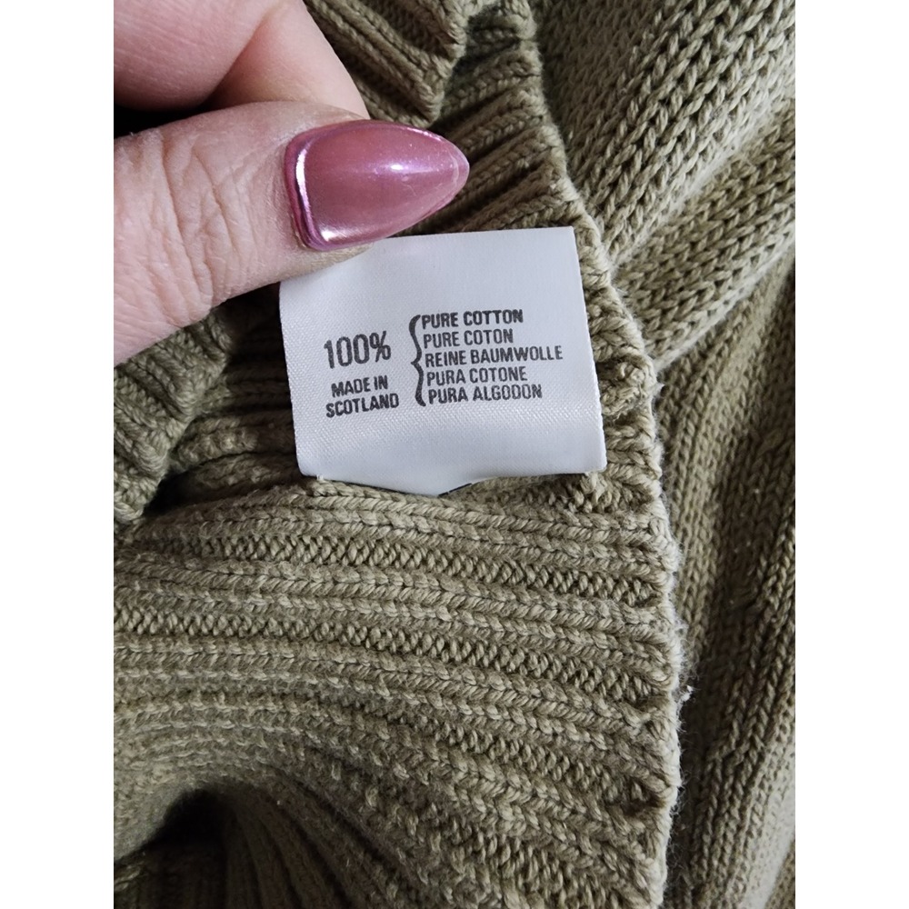 Paul Stuart Made in Scotland 100% Cotton Crewneck Sweater Beige Tan Small Women - Picture 3 of 8